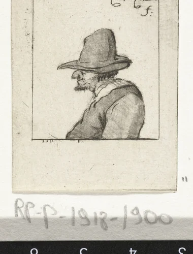 Buste van een oude boer by Pieter de Mare, print, 1779