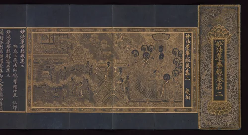 Illustrated manuscript of the Lotus Sutra (Miaofa lianhua jing), Volume 2 by Unidentified Artist, painting, 1330-1350