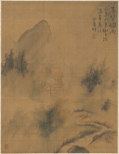 Ten Thousand Bamboos in the Mist and Rain by Zhai Dakun, painting, 1775