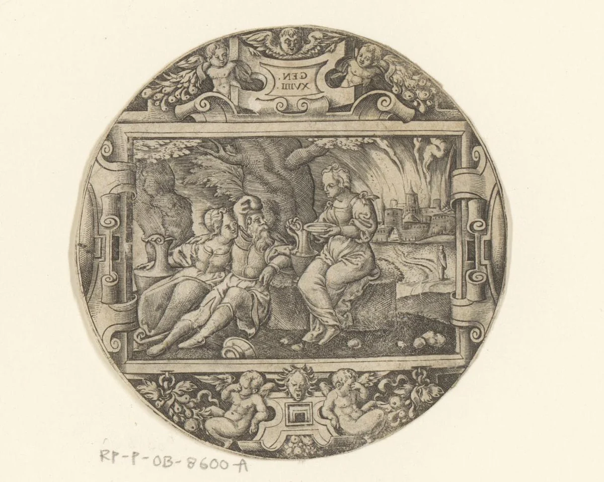 Lot en zijn dochters by Unknown, print, 1524-1562