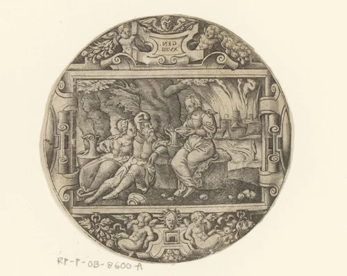 Lot en zijn dochters by Unknown, print, 1524-1562