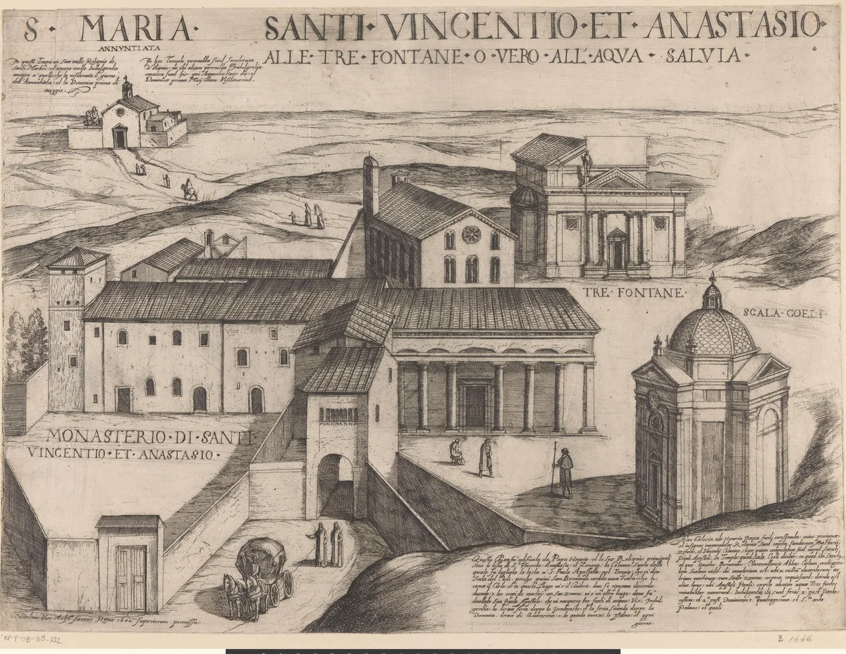 Santa Maria alle Tre Fontane te Rome by Antonio Tempesta, print, 1600