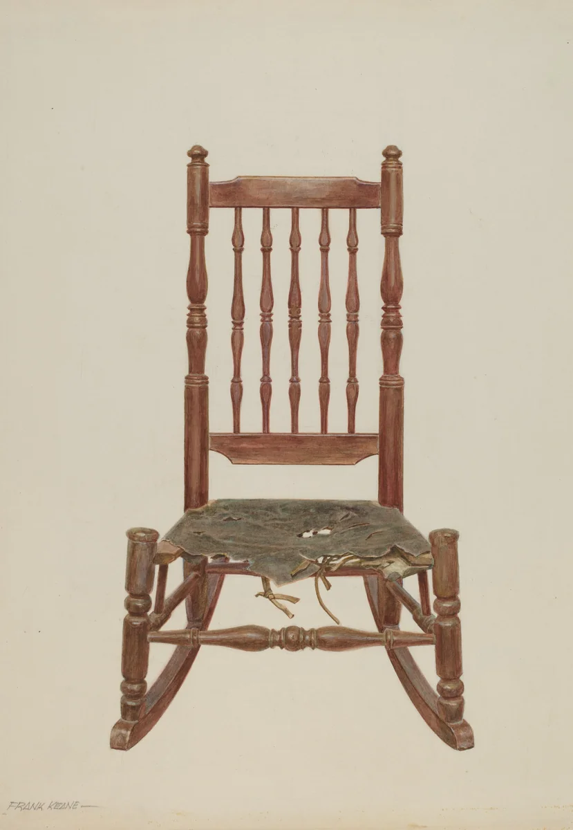 Rocking Chair with Rawhide Seat by Frank M. Keane, index of american design, 1938