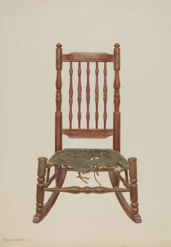 Rocking Chair with Rawhide Seat by Frank M. Keane, index of american design, 1938