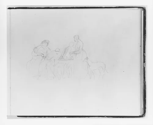 Scene around a Table (from Sketchbook) by Francis William Edmonds, artwork, 1835-1839