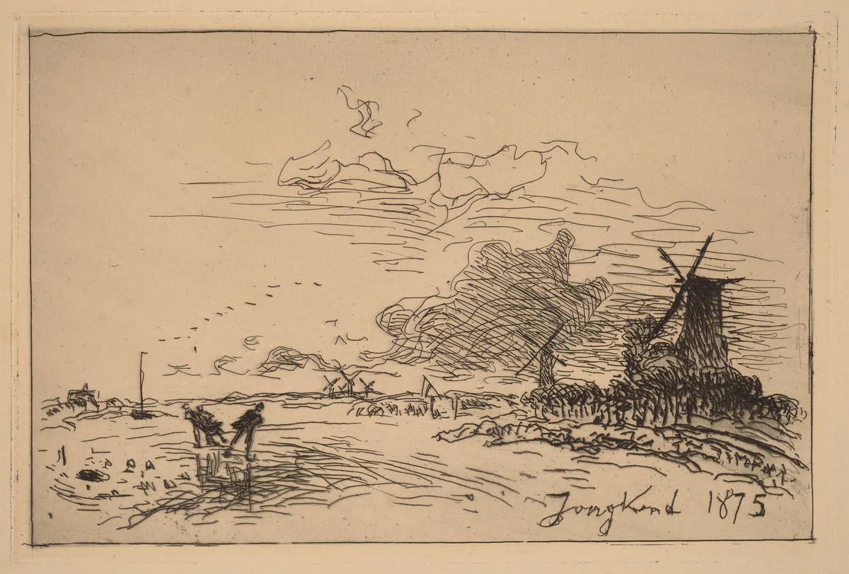 Holland Canal, near Rotterdam (Canal de Hollande, pres de Rotterdam (Hiver)) by Johan Barthold Jongkind, print, 1875