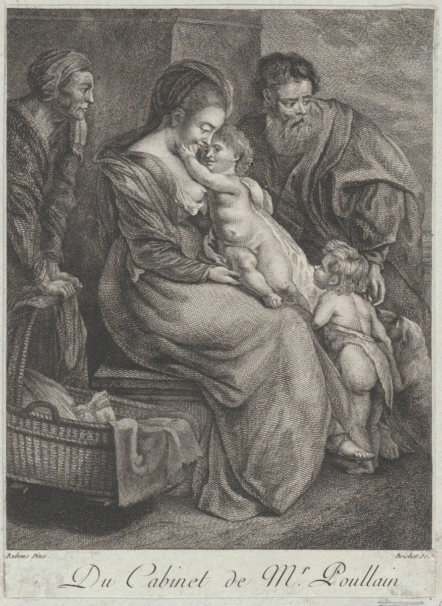 The Holy Family with Saint Elizabeth and Saint John the Baptist by Robert Brichet, print, 1775-1785
