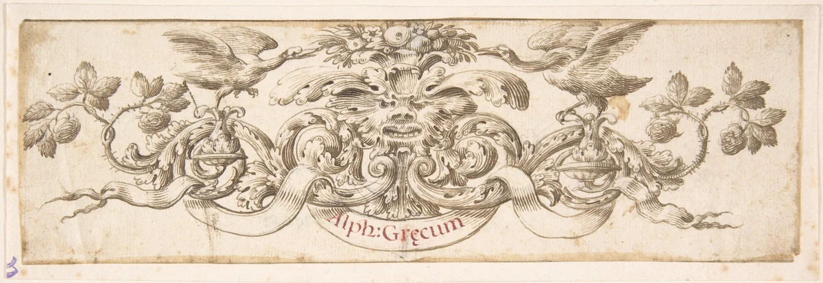 Design for a Vignette Accompanying a Publication on the Greek Alphabet by Stefano della Bella, drawing, 1610-1664