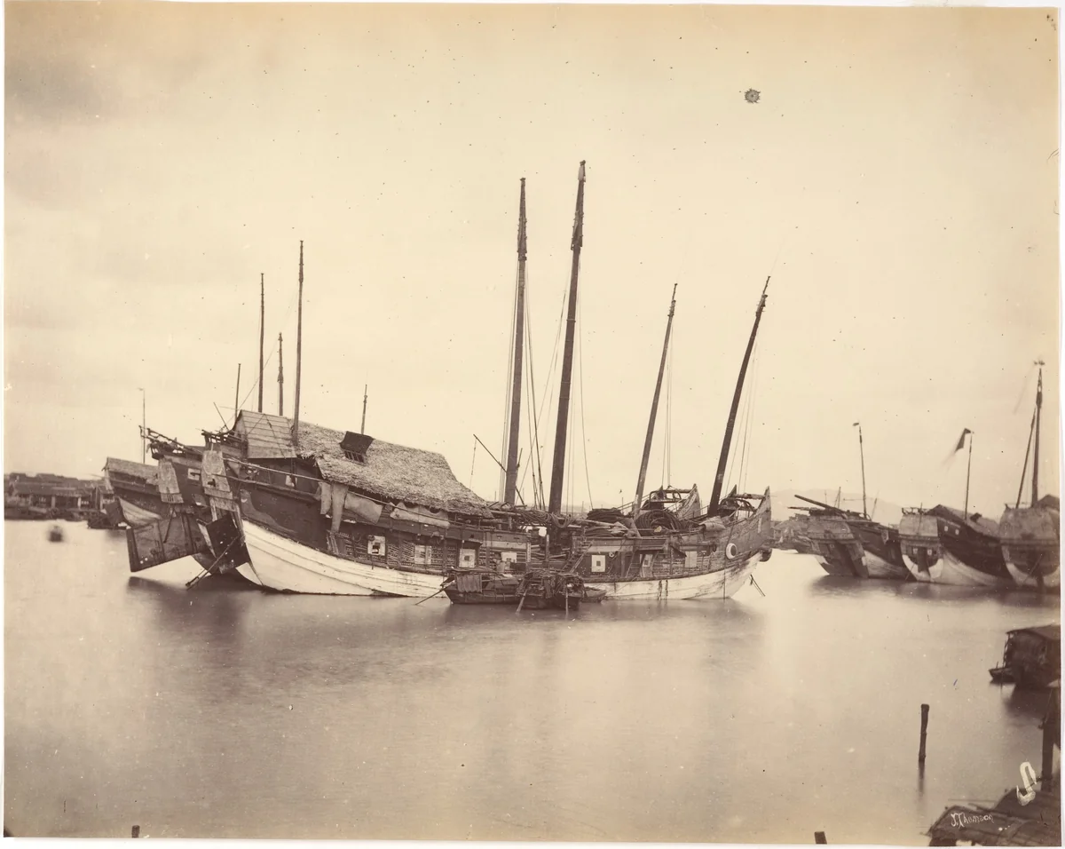 Mercantile Junks at Canton by John Thomson, photograph, 1869