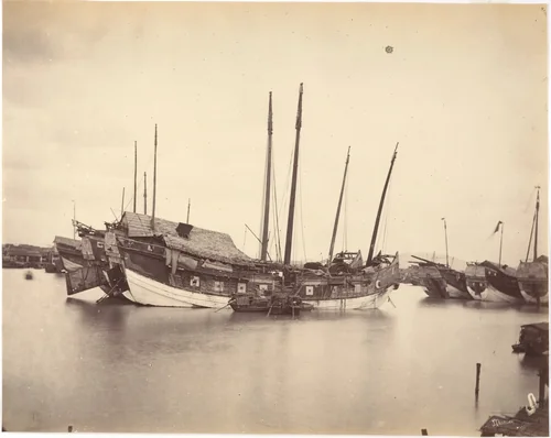 Mercantile Junks at Canton by John Thomson, photograph, 1869