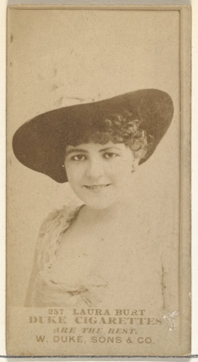 Card Number 257, Laura Burt, from the Actors and Actresses series (N145-7) issued by Duke Sons & Co. to promote Duke Cigarettes by W. Duke, Sons & Co., photograph, 1880-1889