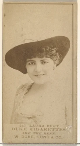 Card Number 257, Laura Burt, from the Actors and Actresses series (N145-7) issued by Duke Sons & Co. to promote Duke Cigarettes by W. Duke, Sons & Co., photograph, 1880-1889