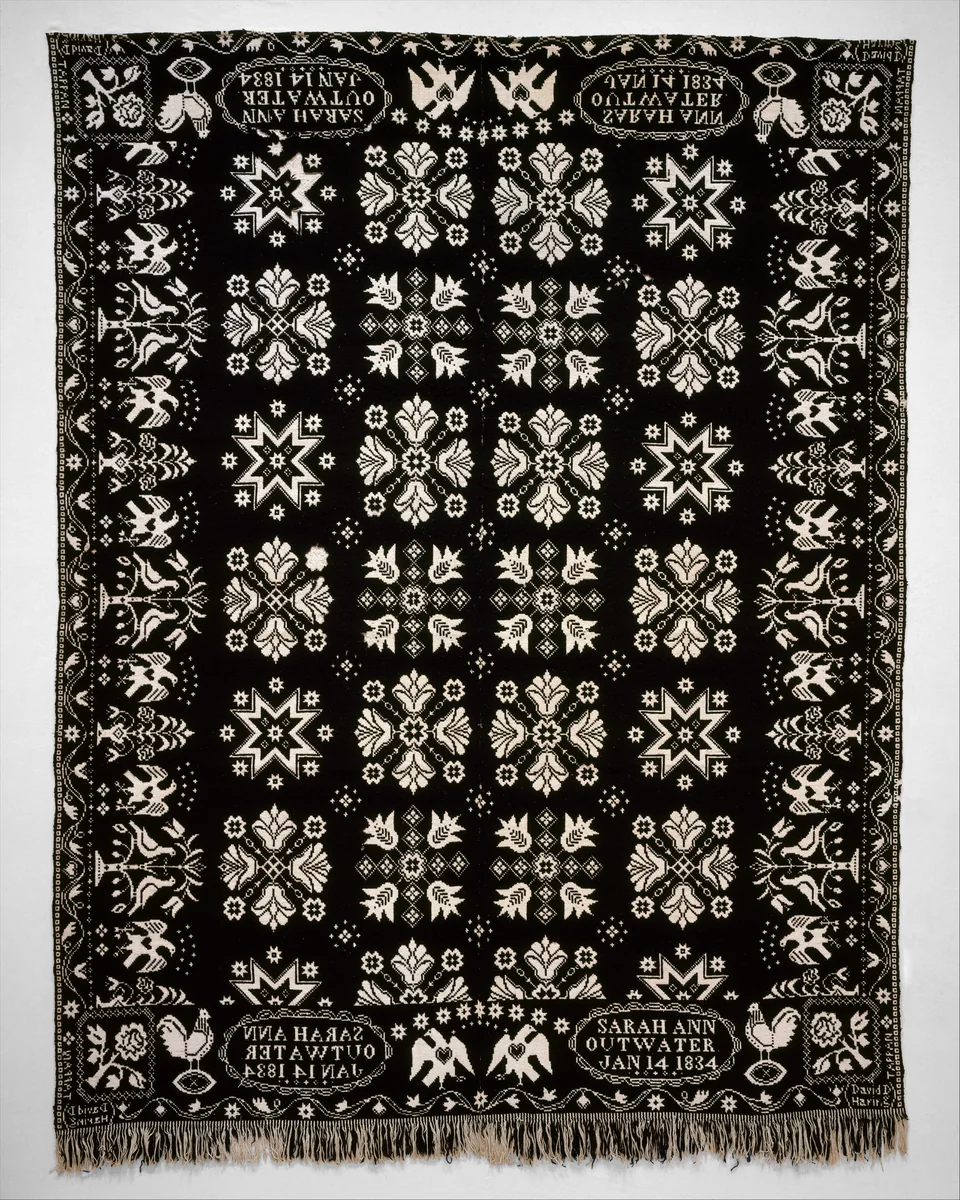 Coverlet by David Daniel Haring, artwork, 1834