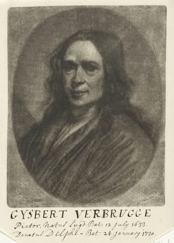 Zelfportret van Gijsbrecht Andriesz. Verbrugge by anonymous, print, 1650-1750