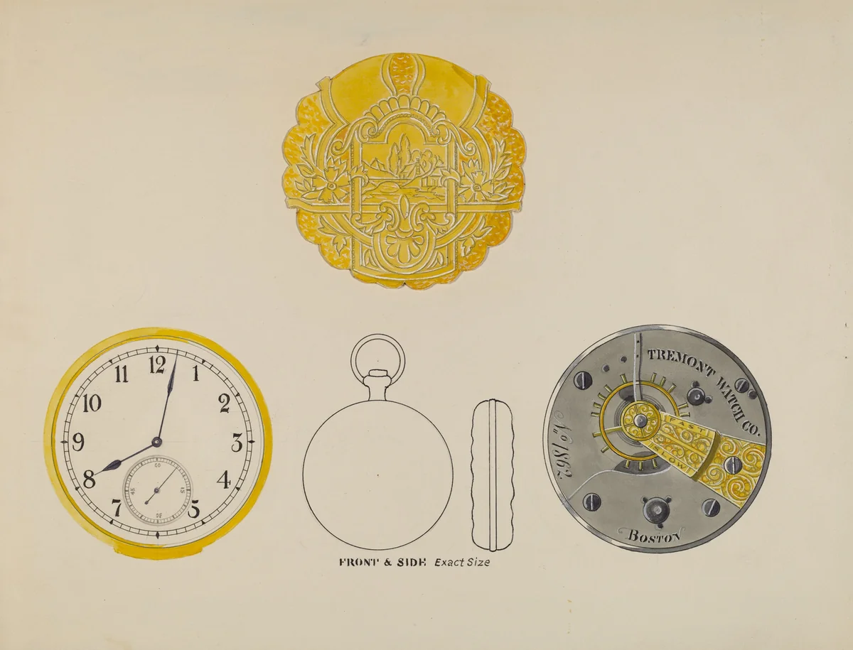 Watch, Face and Case by Harry G. Alexander, index of american design, 1936