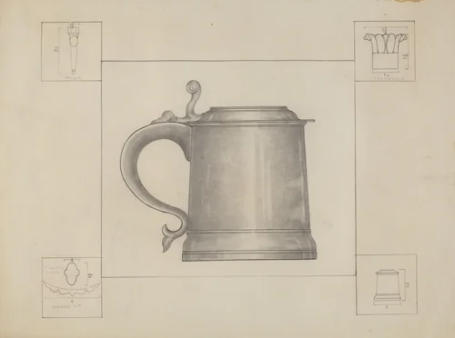 Pewter Tankard by Henry Meyers, index of american design, 1936