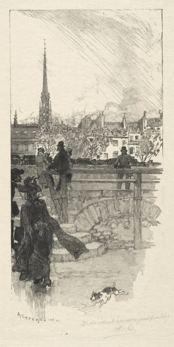 Quai des Grands Augustins, Paris by Auguste Louis Lepère, print, 1886