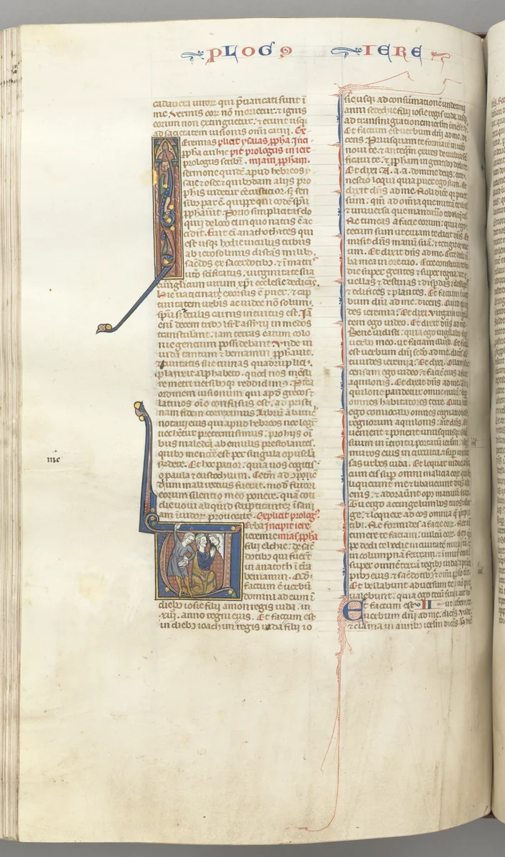 Fol. 292v, Jeremiah, historiated initial V, the stoning of Jeremiah by Unknown, book, 1270-1300