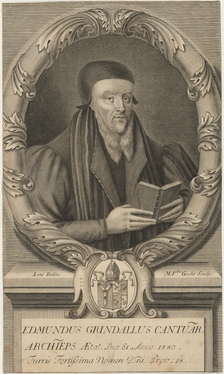 Edmund Grindal, Archbishop of Canterbury by Michiel van der Gucht, print, 1710