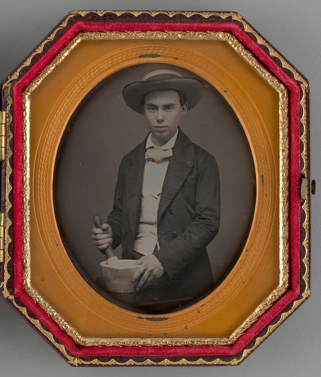 Untitled (Portrait of a Boy Holding a Mortar) by Unknown maker, other, 1858