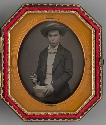 Untitled (Portrait of a Boy Holding a Mortar) by Unknown maker, other, 1858