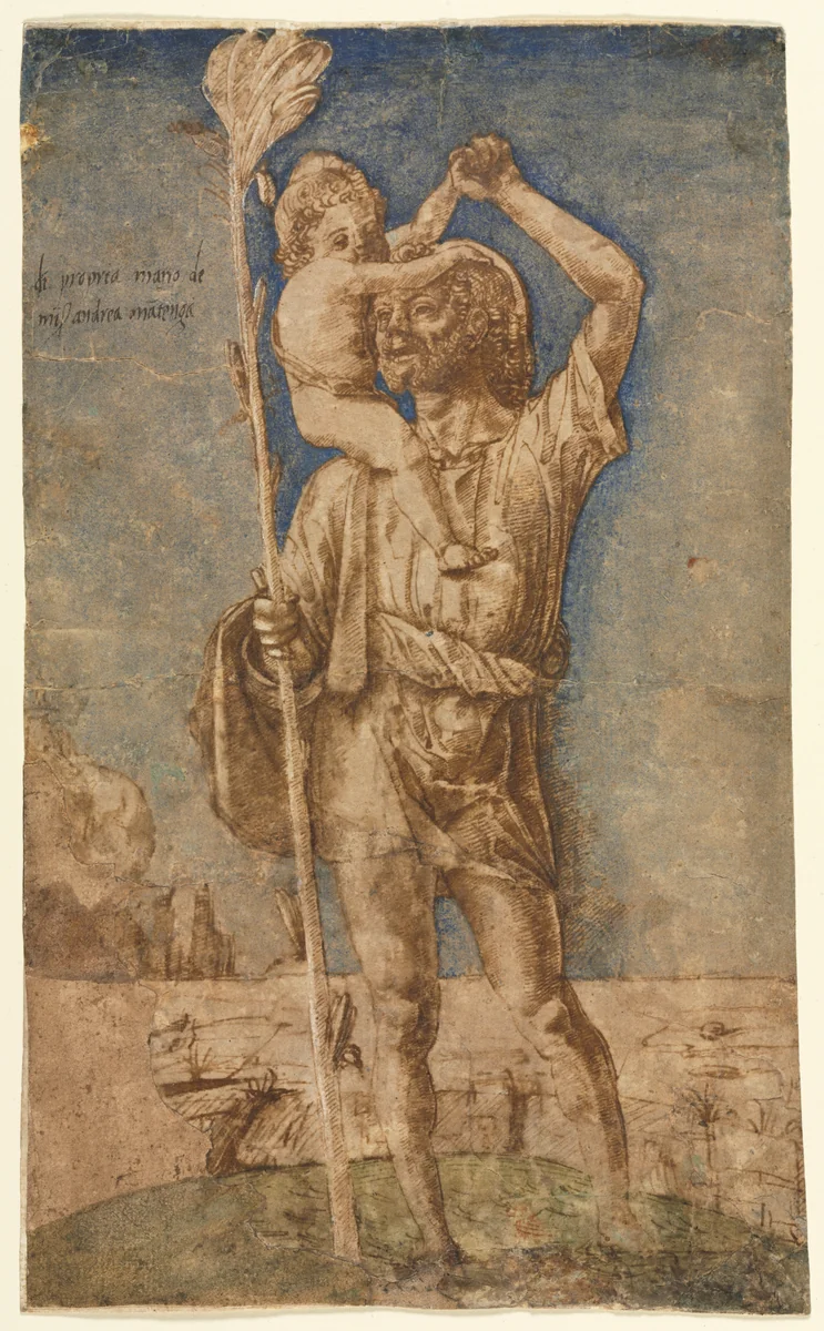 Saint Christopher by Andrea Mantegna, drawing, 1495-1505