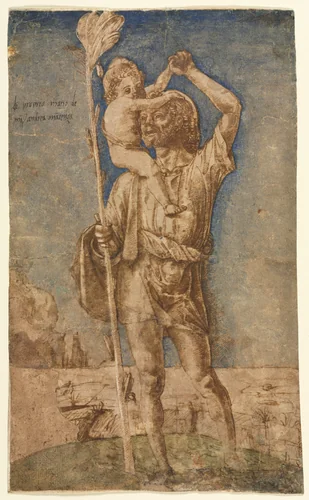 Saint Christopher by Andrea Mantegna, drawing, 1495-1505