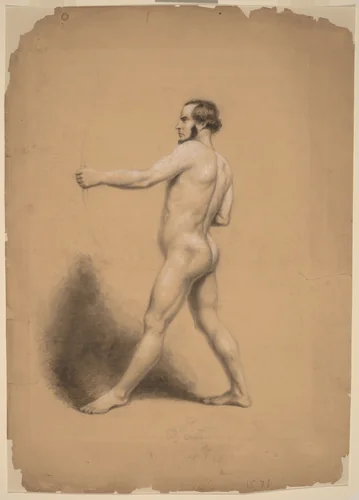 Archer, Nude Study by Thomas Nast, drawing, 1858