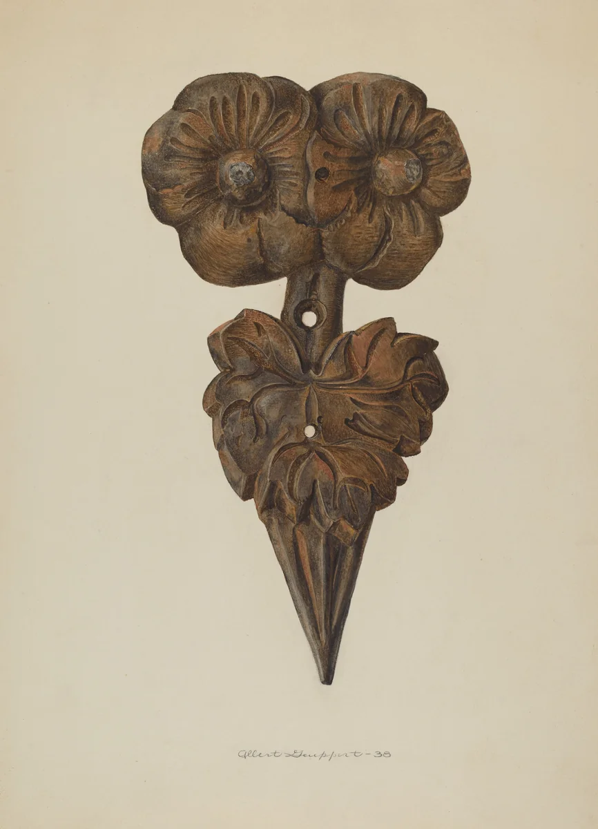 Leaf Finial by Albert Geuppert, index of american design, 1938