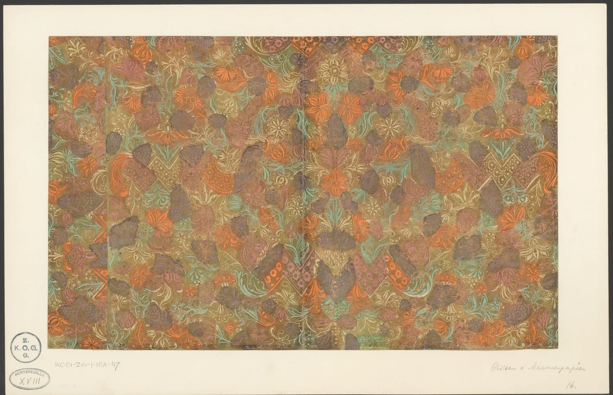 Blad met een patroon van bloemen en bladeren by anonymous, other, 1700-1799