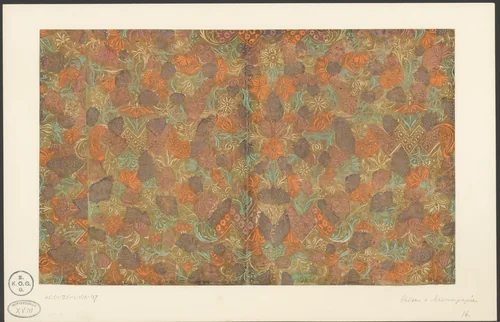 Blad met een patroon van bloemen en bladeren by anonymous, other, 1700-1799