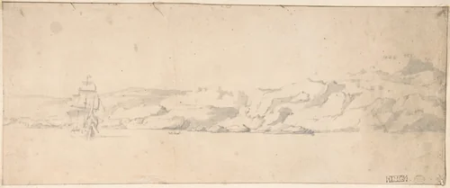 Coast Scene by Willem van de Velde II, drawing, 1648-1707