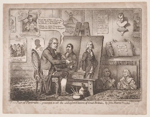 Two Pair of Portraits, presented to all the unbiased Electors of Great Britain by John Horne Tooke by James Gillray, print, 1798