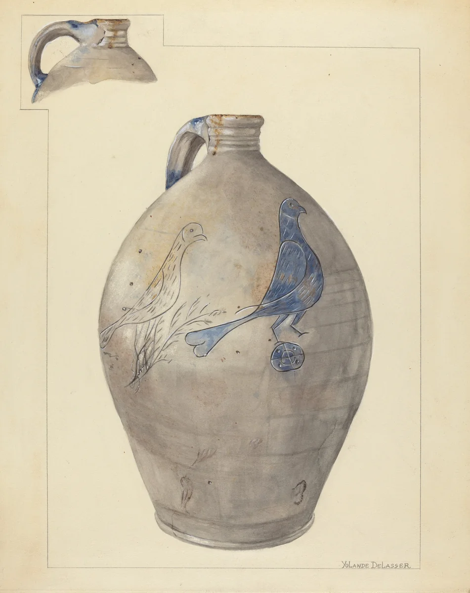 Jug by Yolande Delasser, index of american design, 1940