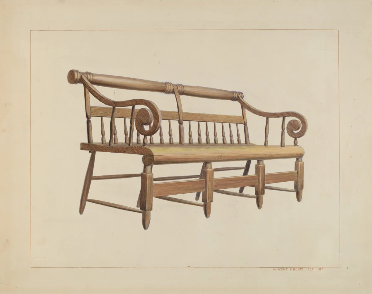 Settee by Vincent P. Rosel, index of american design, 1938