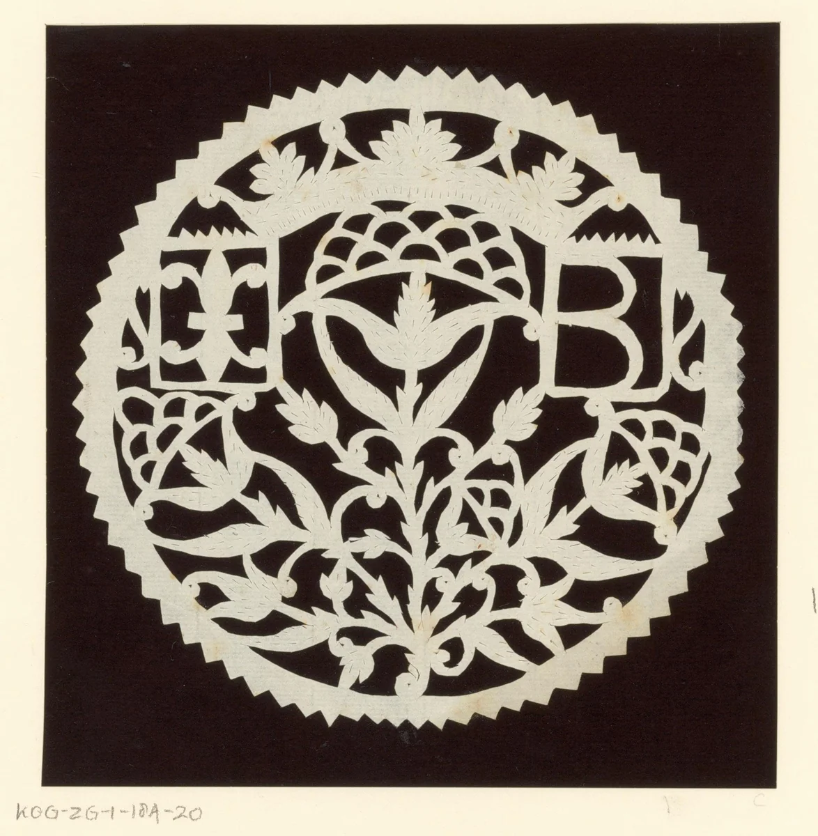 Bloemen en de letter B by anonymous, other, 1750-1800