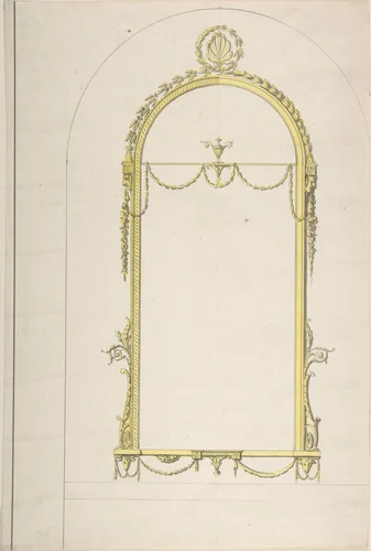 Design for a Pier-glass with Arched Head and Palmette Terminations by Sir William Chambers, drawing, 1743-1796
