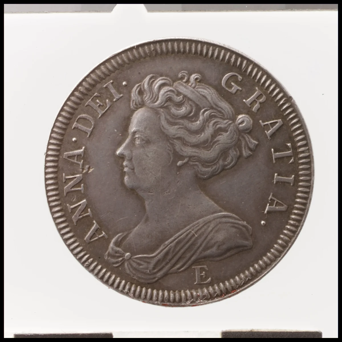 Queen Anne proof shilling by John Croker, metalwork, 1707