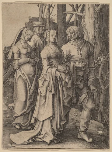 The Two Couples in the Forest by Lucas van Leyden, print, 1509