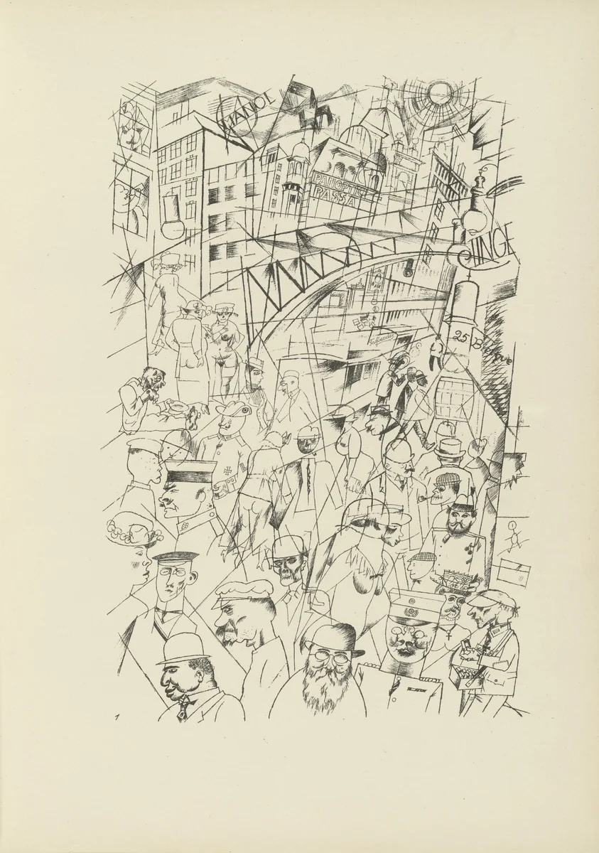 Friedrichstraße (plate, folio 3) from Ecce Homo by George Grosz, illustrated book, 1922