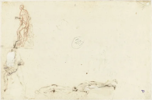 Staande figuur naar links by Andrea Commodi, drawing, 1590-1638