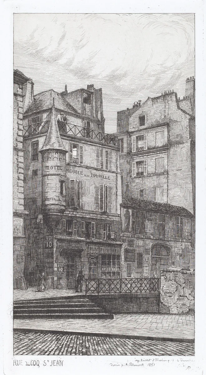 Rue du Coq St. Jean by Adolphe Potémont, print, 1851