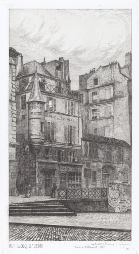 Rue du Coq St. Jean by Adolphe Potémont, print, 1851