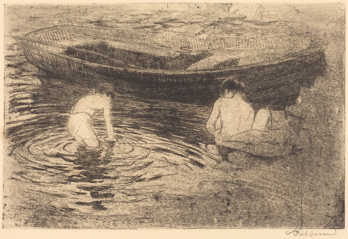 Bathing at Talloires (La baignade à Talloires) by Albert Besnard, print, 1888