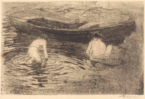Bathing at Talloires (La baignade à Talloires) by Albert Besnard, print, 1888