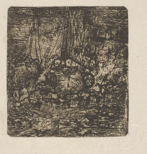 Navires en Chargement (Loading Ships) by Rodolphe Bresdin, print, 1841