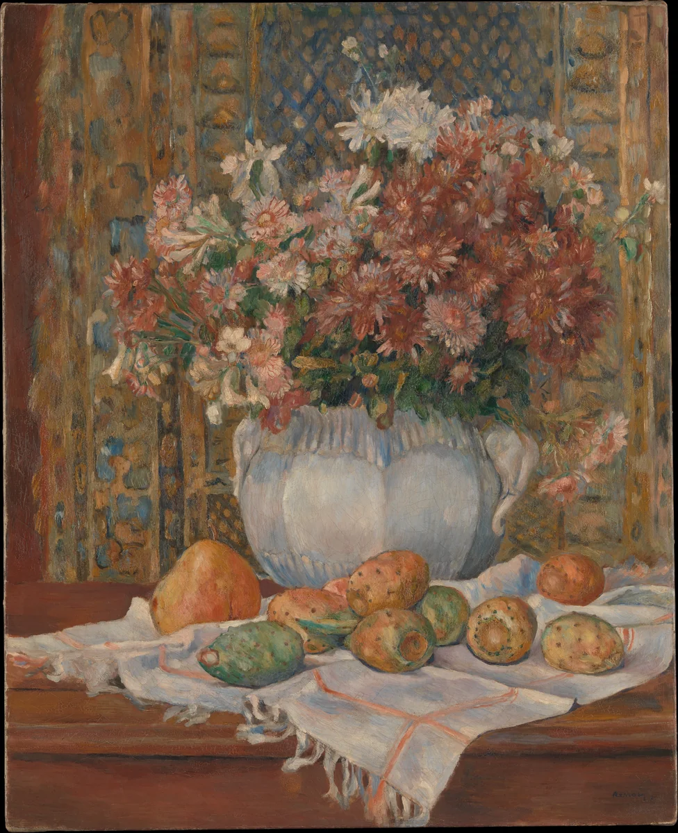 Still Life with Flowers and Prickly Pears by Auguste Renoir, painting, 1880-1890