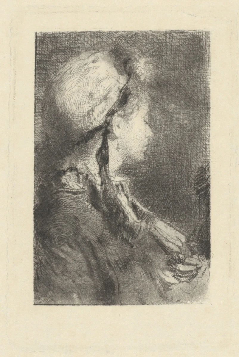 The Artist's Wife in Profile Facing Right by Mosè Bianchi, print, 1875-1885