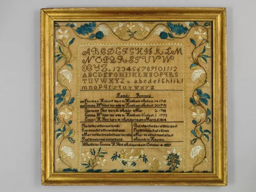 Family Record Sampler by Emma H. Flint, artwork, 1827