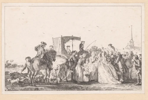 Liefdadigheid van Marie Antoinette by Francois Godefroy, print, 1773-1774
